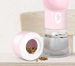 2-in-1 Portable Pet Water Bottle & Food Dispenser | Travel Dog & Cat Feeder with Drinking Bowl