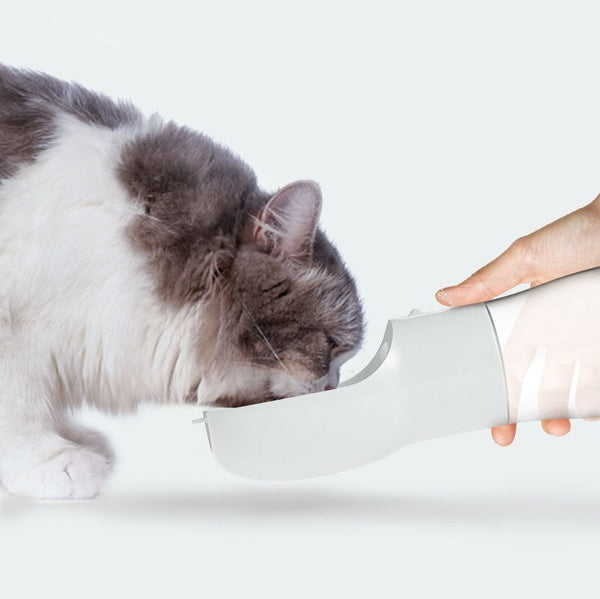2-in-1 Portable Pet Water Bottle & Food Dispenser | Travel Dog & Cat Feeder with Drinking Bowl