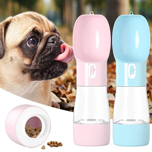 2-in-1 Portable Pet Water Bottle & Food Dispenser | Travel Dog & Cat Feeder with Drinking Bowl