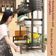 Retractable Kitchen Sink Storage Shelf Bowl Rack Tableware Drain Rack Sets