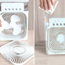 Portable Mini USB Air Humidifier Fan Water Mist Cooler 3-in-1 Cooler Fan LED Night Lights Air Conditioner Mini Electric Fan