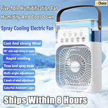 Portable Mini USB Air Humidifier Fan Water Mist Cooler 3-in-1 Cooler Fan LED Night Lights Air Conditioner Mini Electric Fan