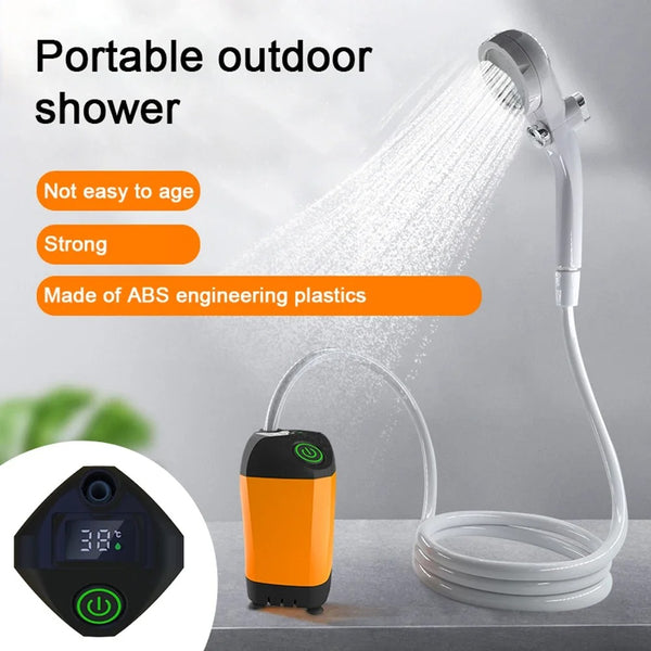 Outdoor Camping Portable Electric Shower Pump with Digital Display IPX7 Waterproof for Camping Travel Beach Pet Watering