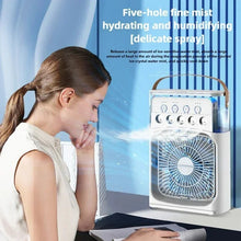 Portable Mini USB Air Humidifier Fan Water Mist Cooler 3-in-1 Cooler Fan LED Night Lights Air Conditioner Mini Electric Fan