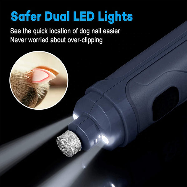 2-Speed LED Pet Nail Grinder – Silent, Powerful & Safe Electric Pet Nail Trimmer for Medium & Large Dogs