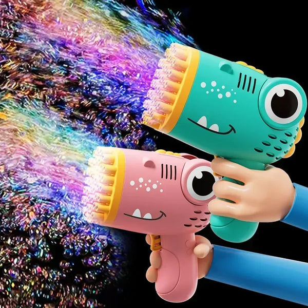Dino Blast Bubble Gun – High-Power Multi-Hole Electric Bubble Machine Toy