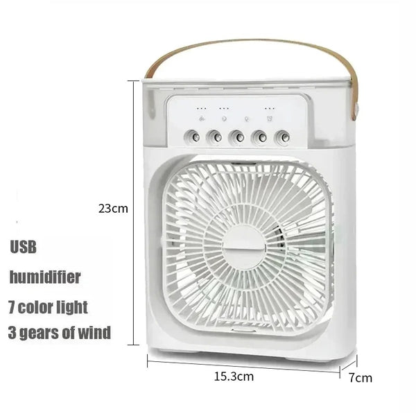 Portable Mini USB Air Humidifier Fan Water Mist Cooler 3-in-1 Cooler Fan LED Night Lights Air Conditioner Mini Electric Fan